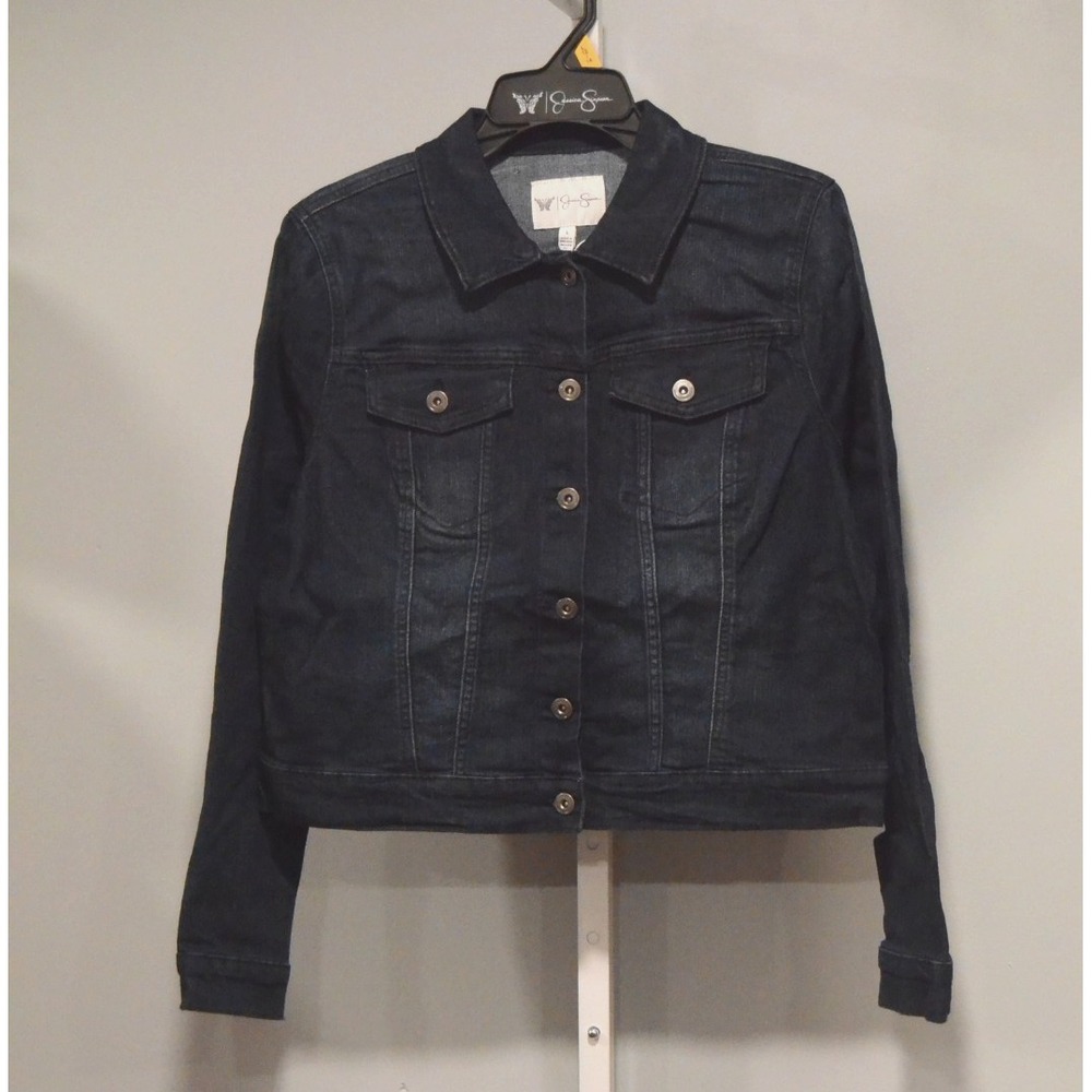 NWT Jessica Simpson Size L (12-14) Uptown Classic Jean Jacket Dark Wash